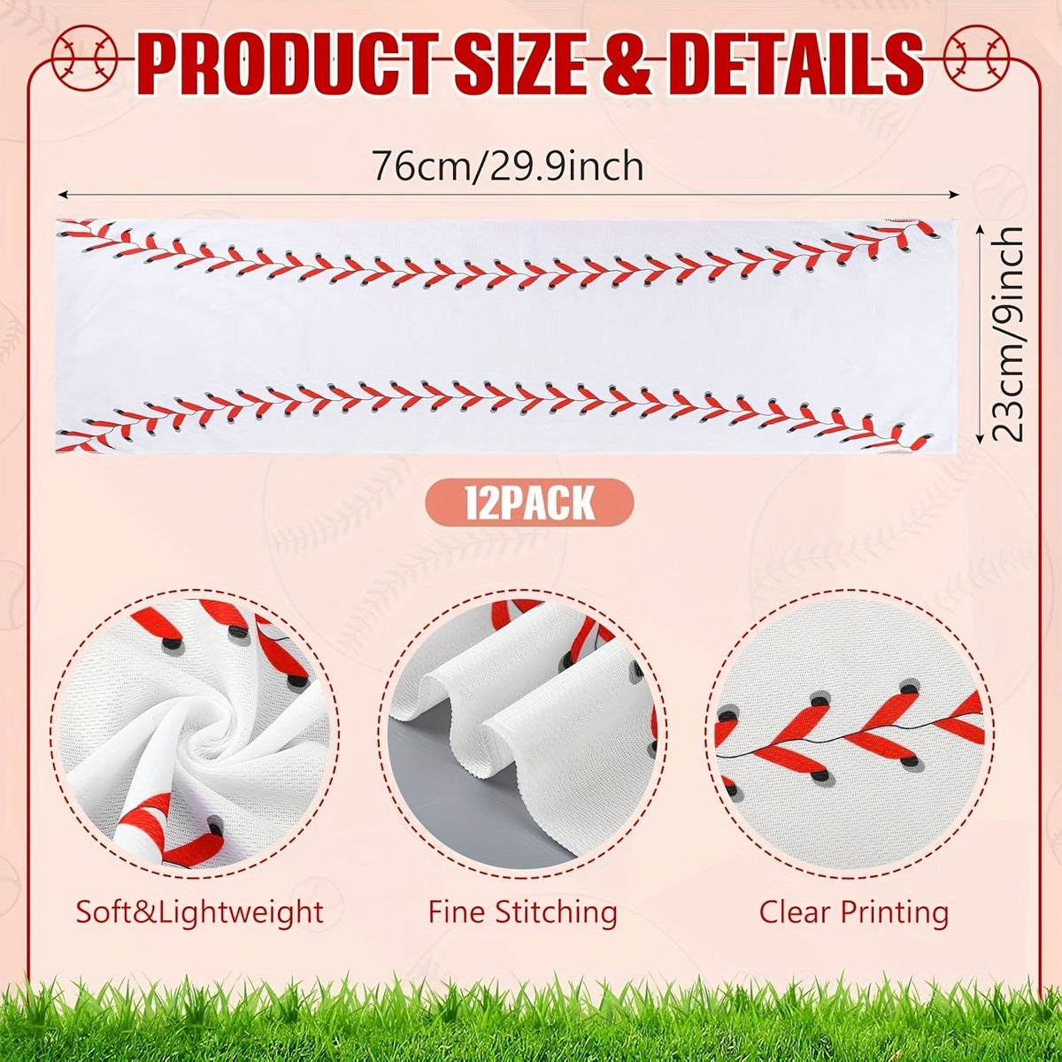 12 Pack Sport Cooling Towel Set 30"x9" Microfiber Chilly Sweat Rags for Baseball Softball Soccer Golf Gym Running Coach Team Gift - Breathable Quick Dry Ice Cold Towels for Athletes Men Women Kids