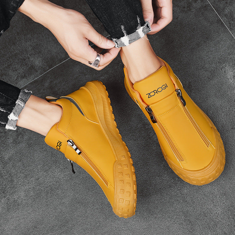 Men’s Low-Top Zipper Slip-On Board Shoes – Sporty & Casual Everyday Wear