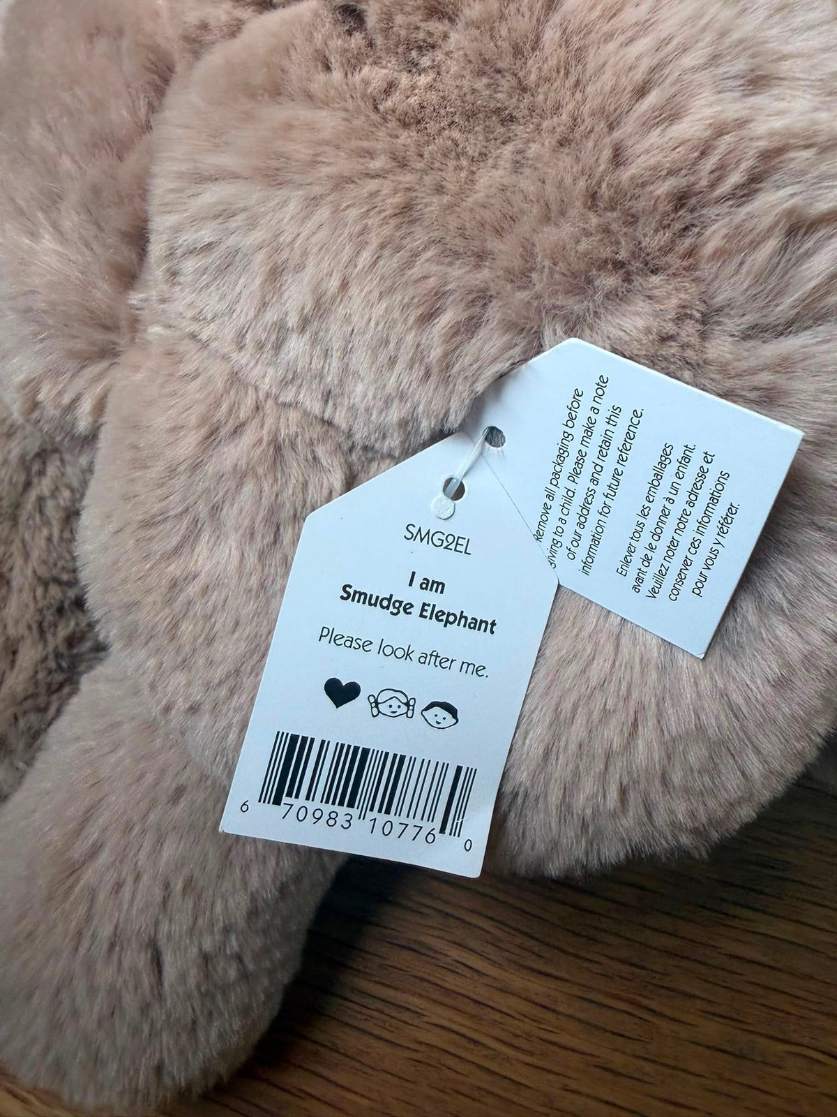 Jellycat Smudge Elephant - Ear Tag