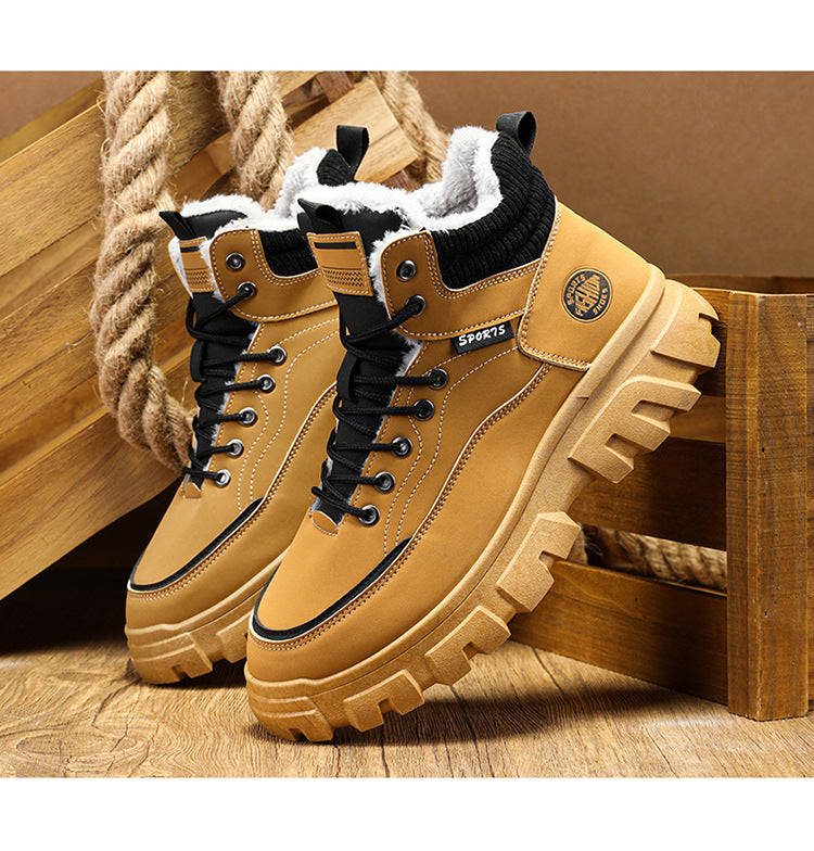 Men's Suede High-Top Martin Boots with Thick Sole for Winter Workwear