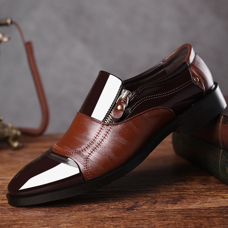 Men's Pointed-Toe Slip-On Leather Dress Shoes for Formal Business Wear