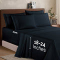 Mocassi Extra deep 18-24 Inch Pocket 3 Line Embroidery, 6-Piece Sheet Set, Moody Shades
