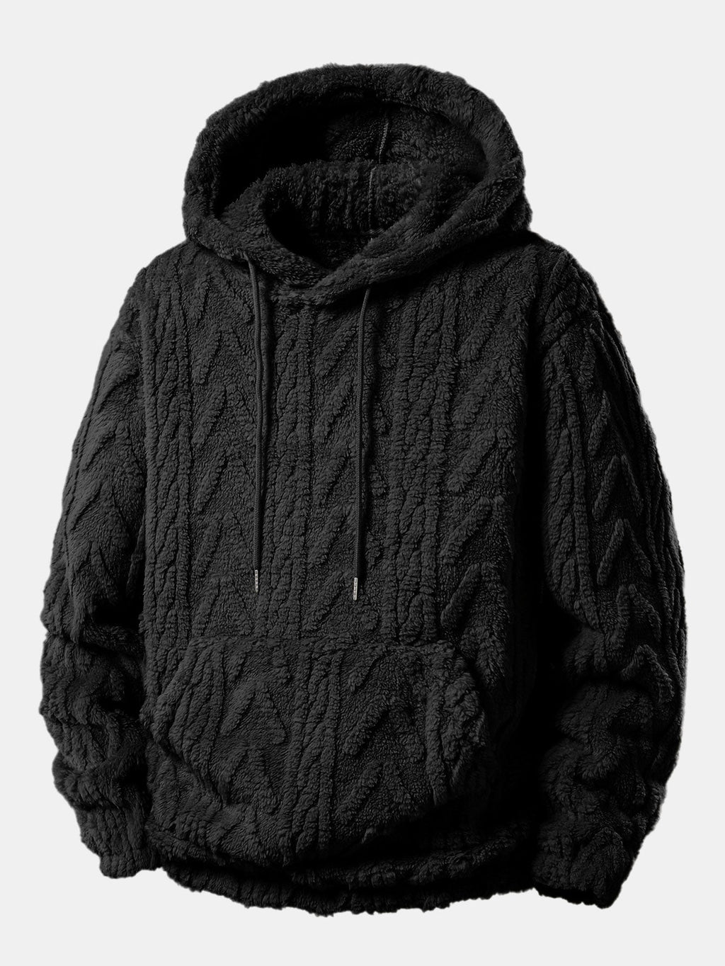 Geometric Jacquard Teddy Hoodie