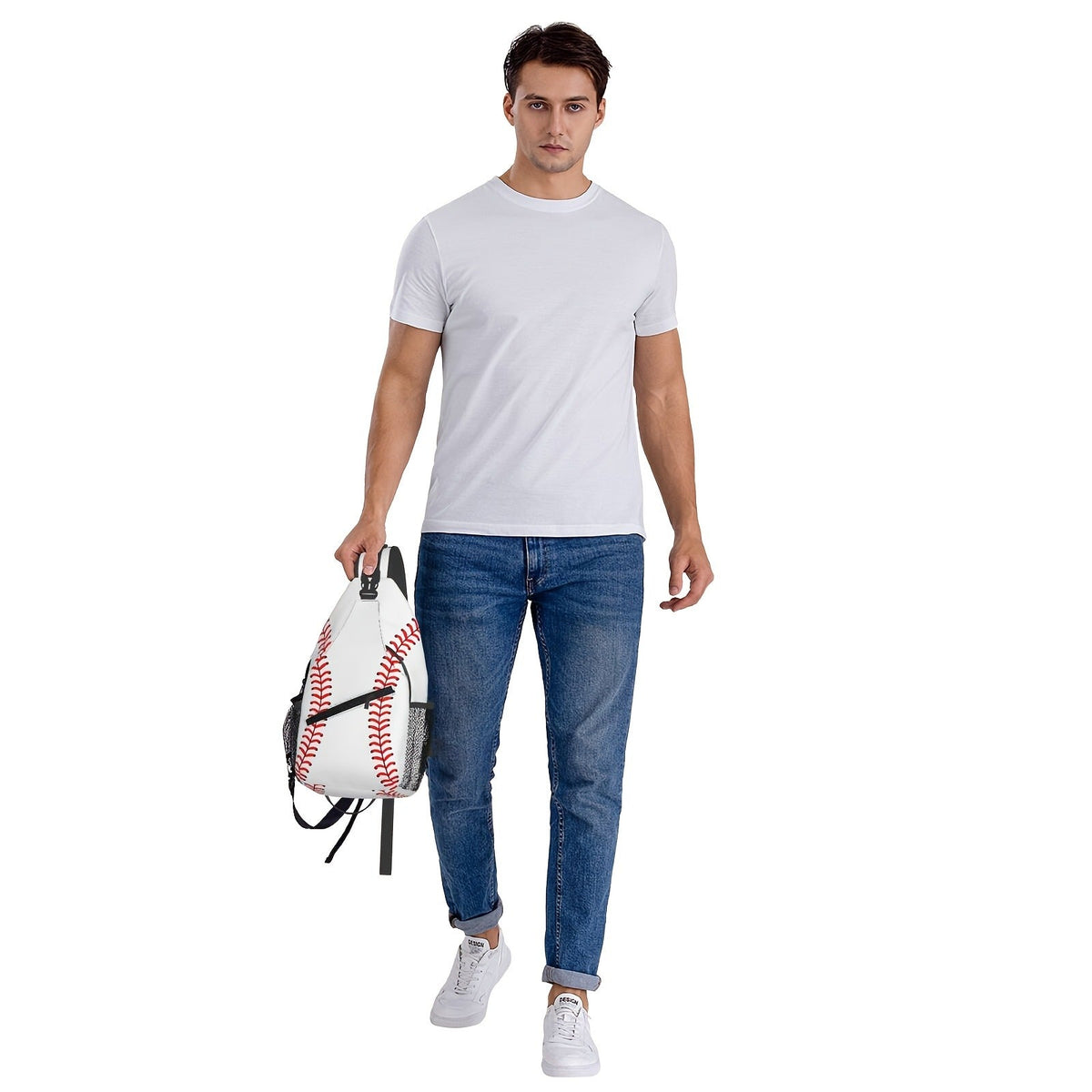 Sling Bag Baseball-Themed One-Strap Crossbody Pack with Adjustable Shoulder Carry for Training and Travel