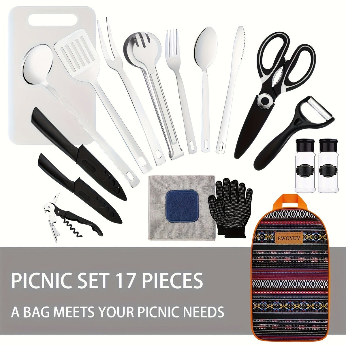 Camping Cookware Set Outdoor Kitchen Cooking Kit – Essential Camp Gear for Barbecue, Meal Prep & Outdoor Cooking at Campsites & Parks – 3 Colors: Green, Black, Cyan