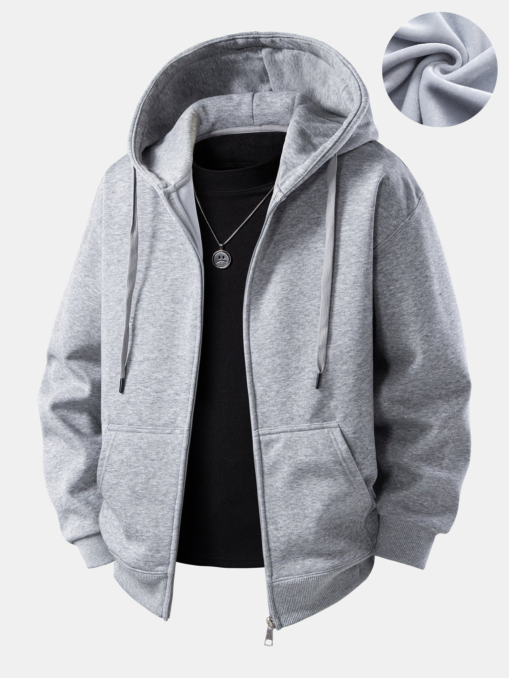 Basic Plush Fleece Lined Zip-Up Hoodie
