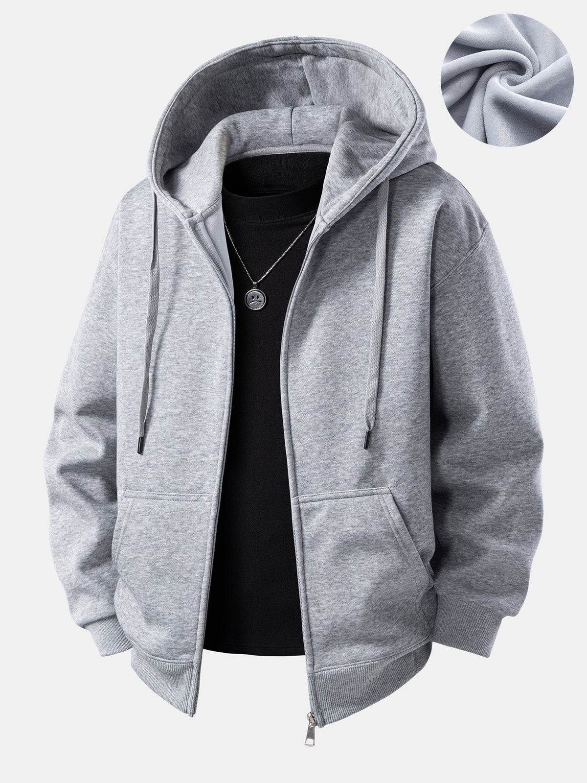 Basic Plush Fleece Lined Zip-Up Hoodie