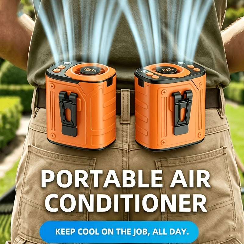 Outdoor Camping and Hiking: Portable Waist Fan with Flashlight and Power Bank for Sports EDC
