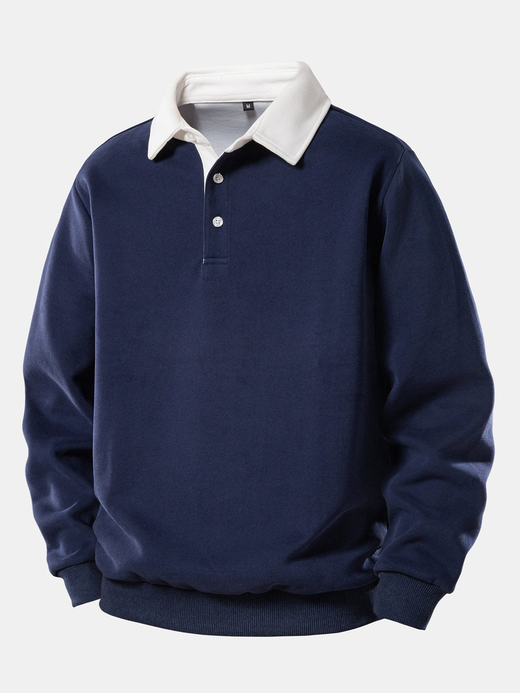 Contrast Polo Collar Sweatshirt