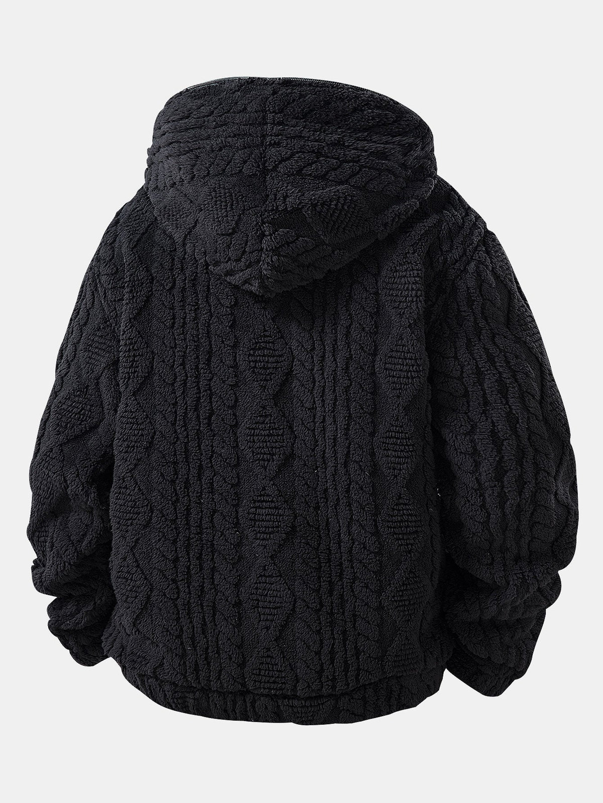 Geometric Jacquard Teddy Half-Zip Hoodie