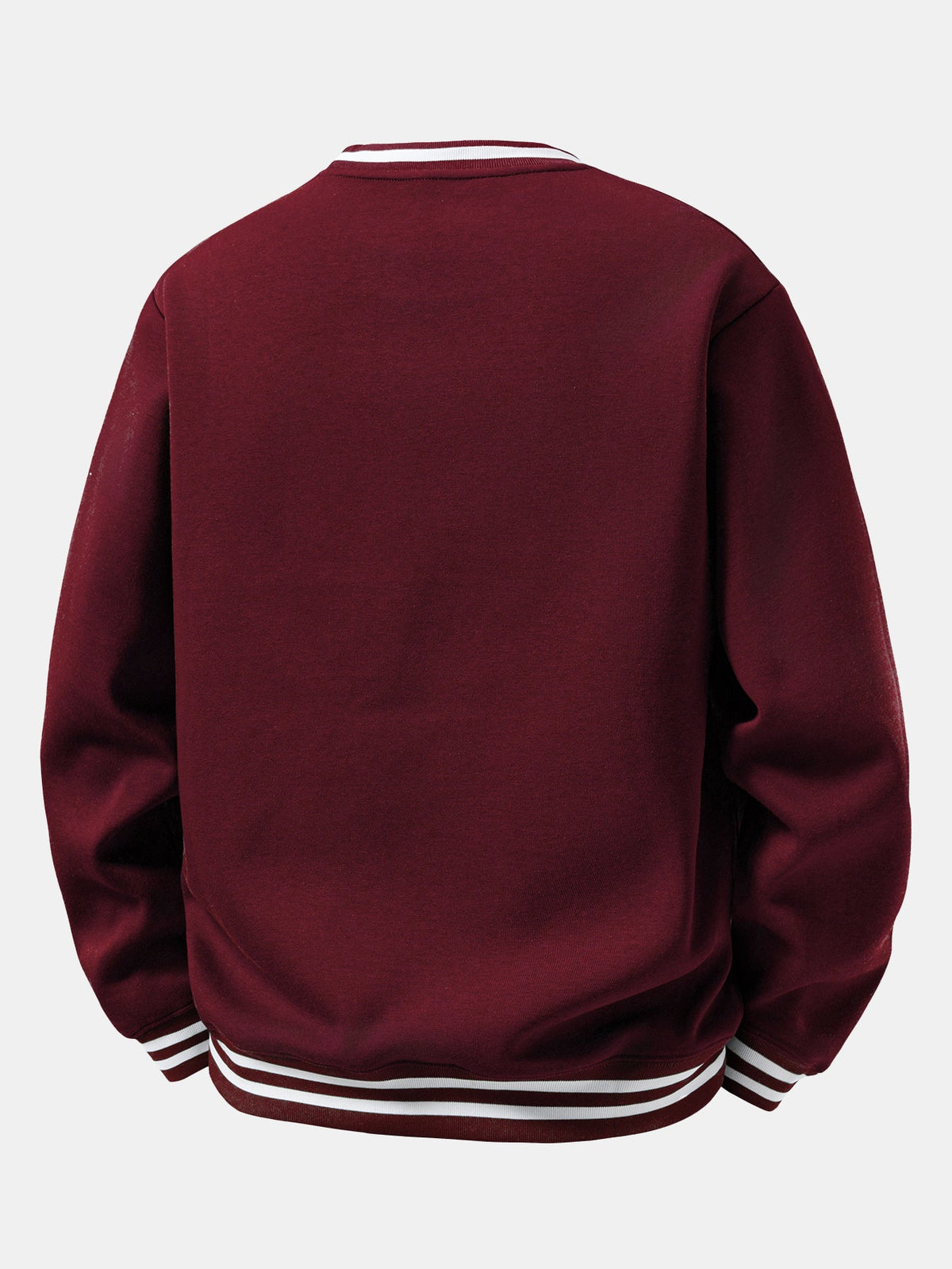 Star Print Striped Ribbed Trim Crew Neck Sweatshirt