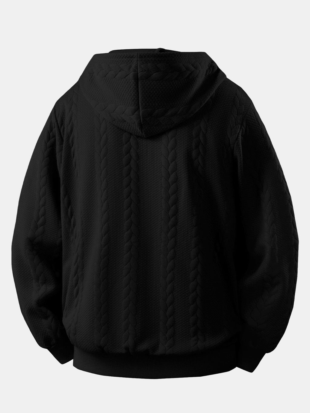 Cable Jacquard Zip-Up Hooded Jacket