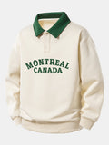 Relax Fit Montreal Canada Print Contrast Polo Sweatshirt