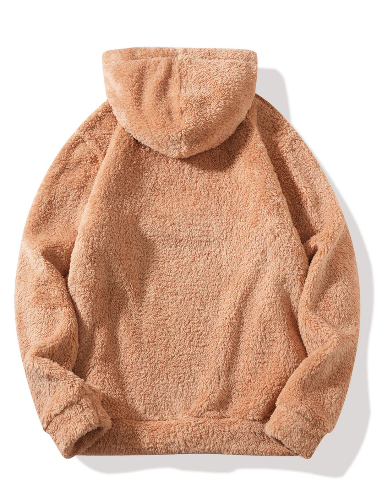 Letter Embroidery Teddy Half-Zip Hoodie