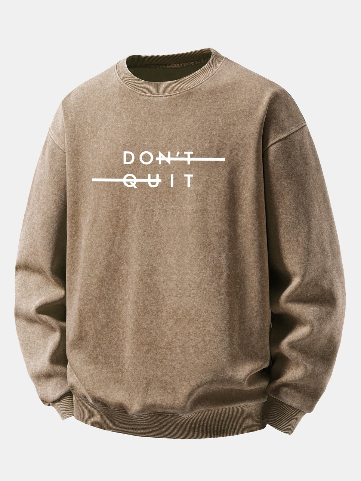 Relaxed Fit Don't Quit Print Washed Distressed Sweatshirt