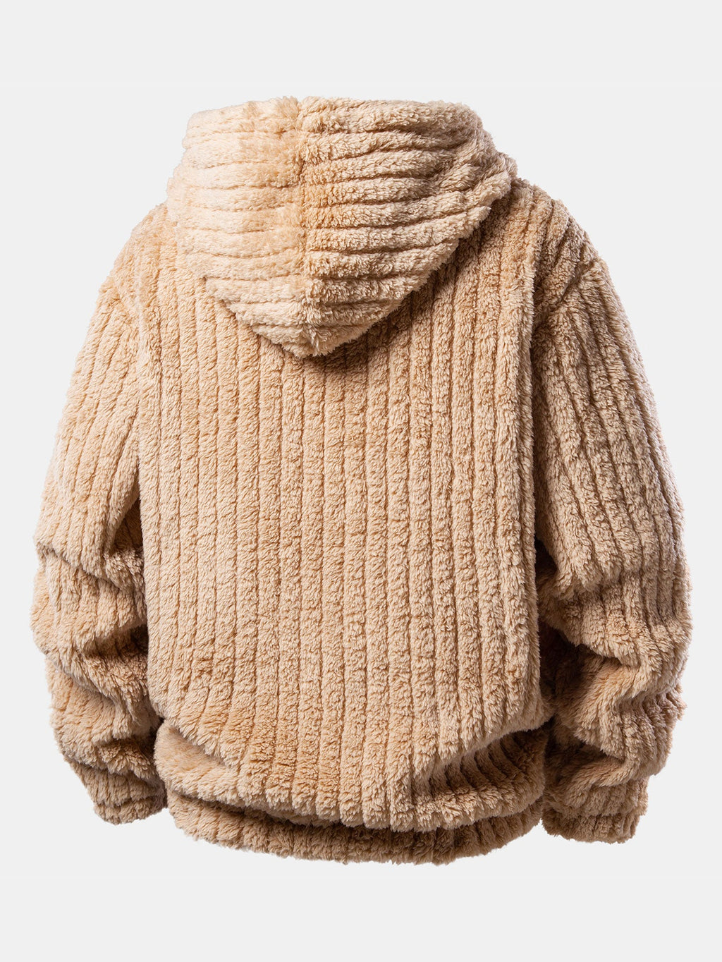 Teddy Fleece Stripe Kangaroo Pocket Hoodie
