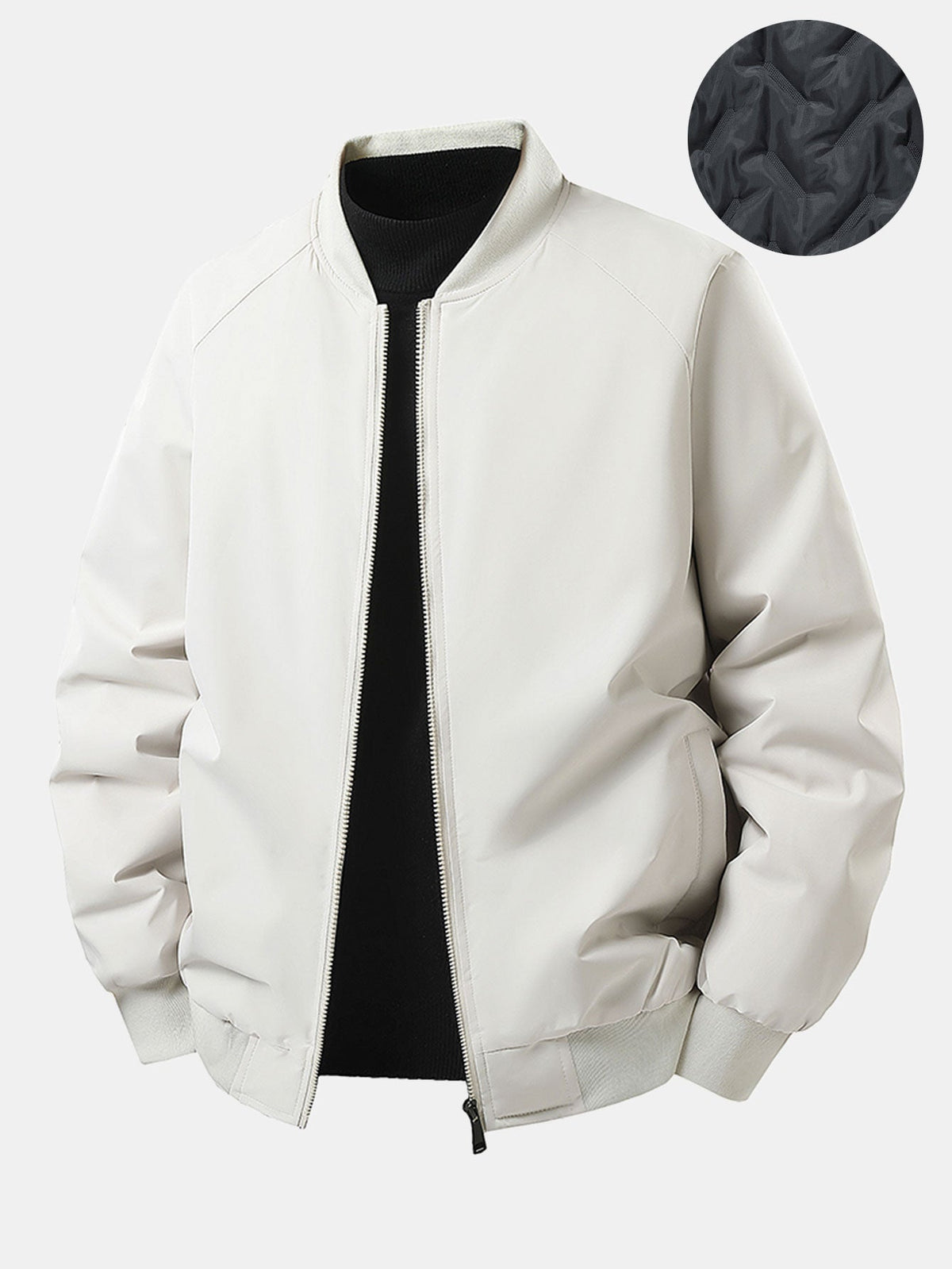 Padded Lining Zip-Up Bomber Jacket