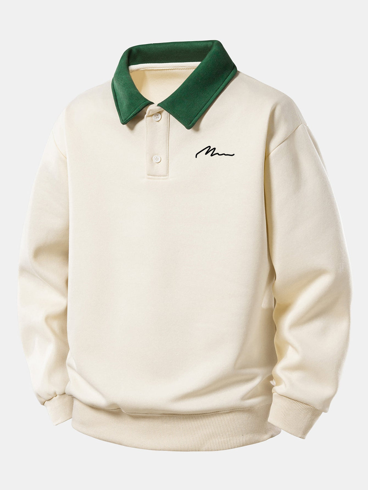 Relax Fit Letter Print Contrast Polo Sweatshirt