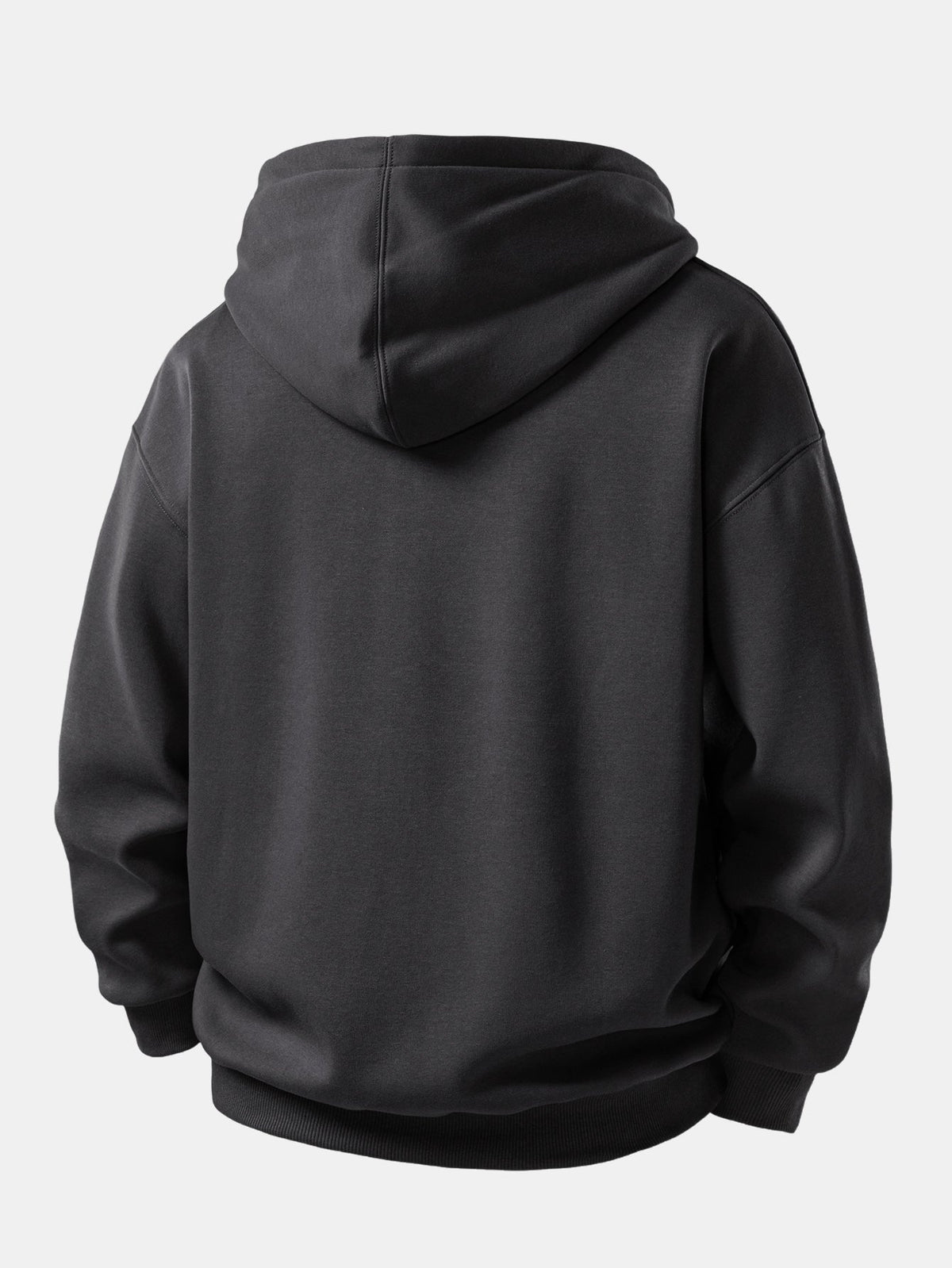 Smiley Face Print Plush Fleece Lined Zip-Up Hoodie