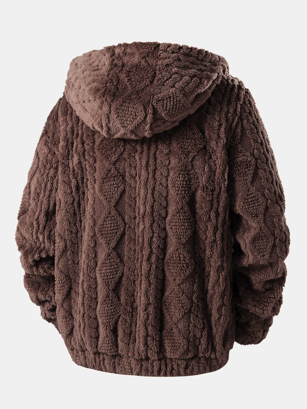 Geometrischer Jacquard-Teddy-Kapuzenpullover