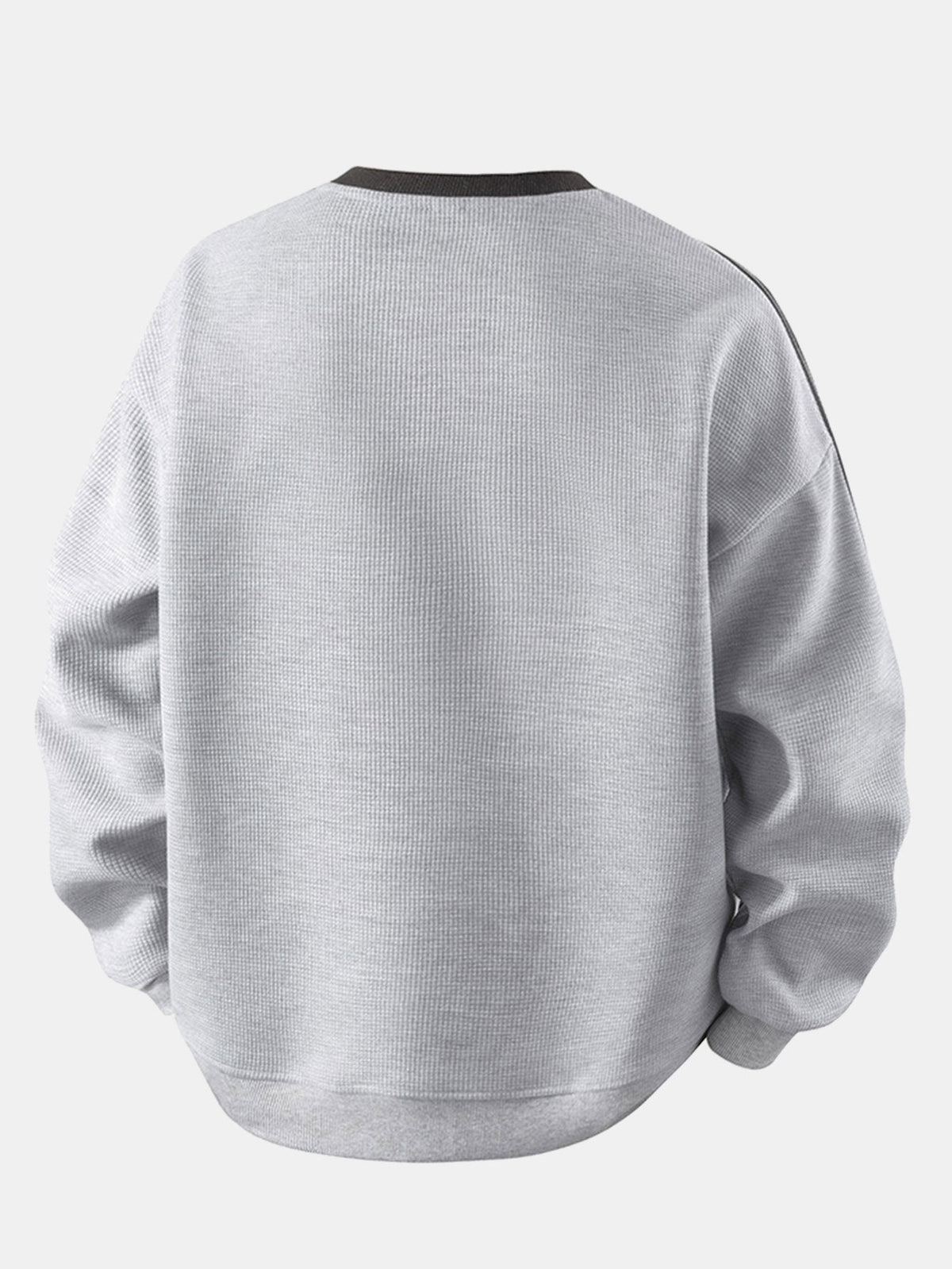 Relax Fit Stripe Waffle Crew Neck Sweatshirt