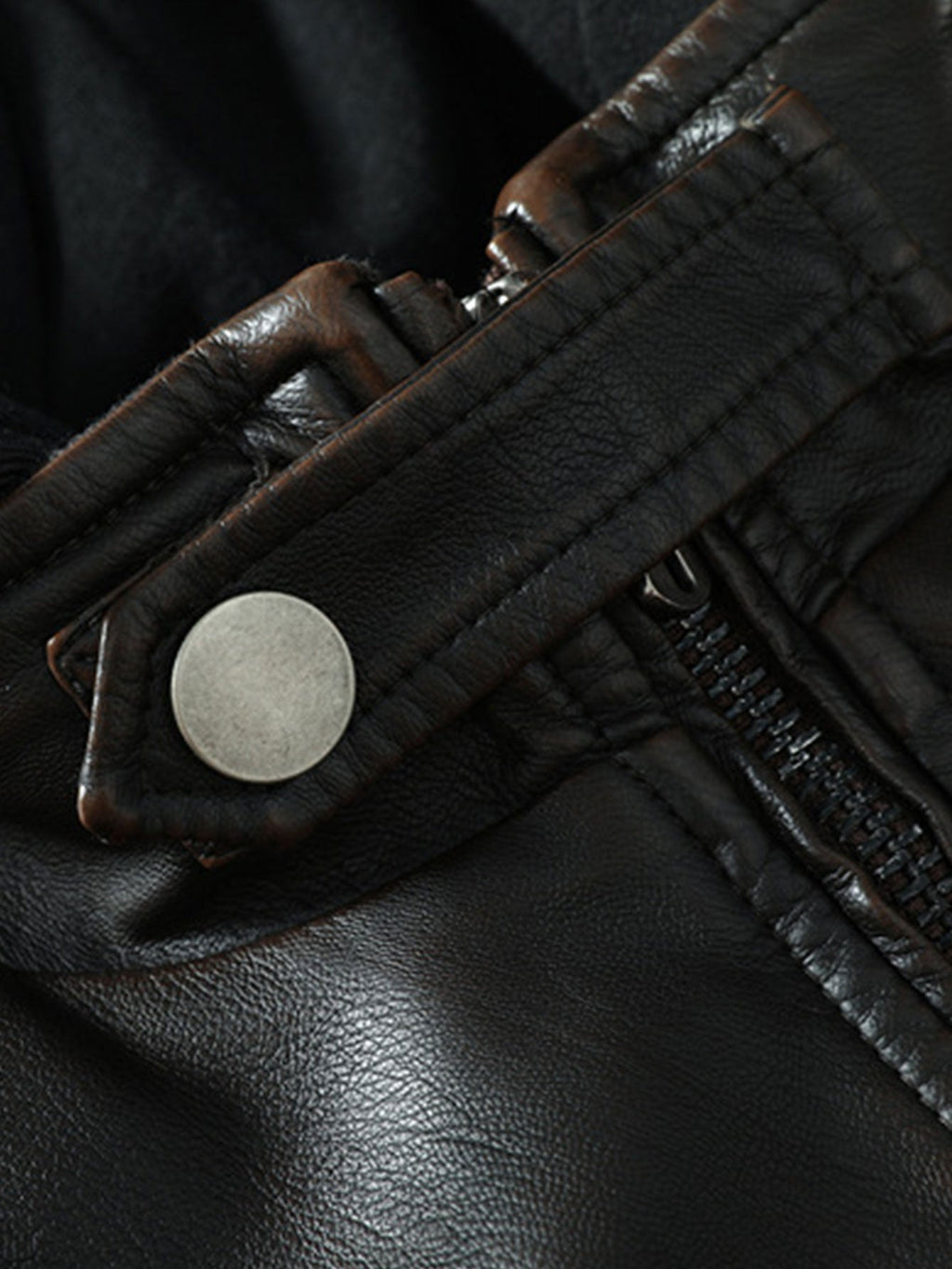 2 In 1 PU Leather Jacket With Detachable Hood