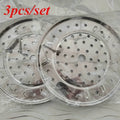 Stainless Steel Steamer Rack Set 3-Piece Multi-Layer Round Steamer Insert with Can Holder, Fits Most Pots for Home Kitchen