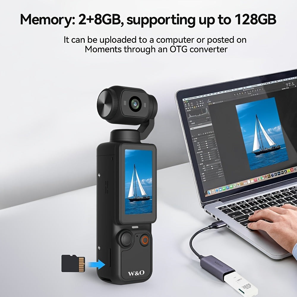 4K Pocket Camera with 180° Rotating Lens, 100MP, 2000mAh Battery & 32GB Card – 1.9" Screen, USB-C Charging, Webcam Function, Mini Compact Cam for Outdoor Sports, Cycling & Vlogging