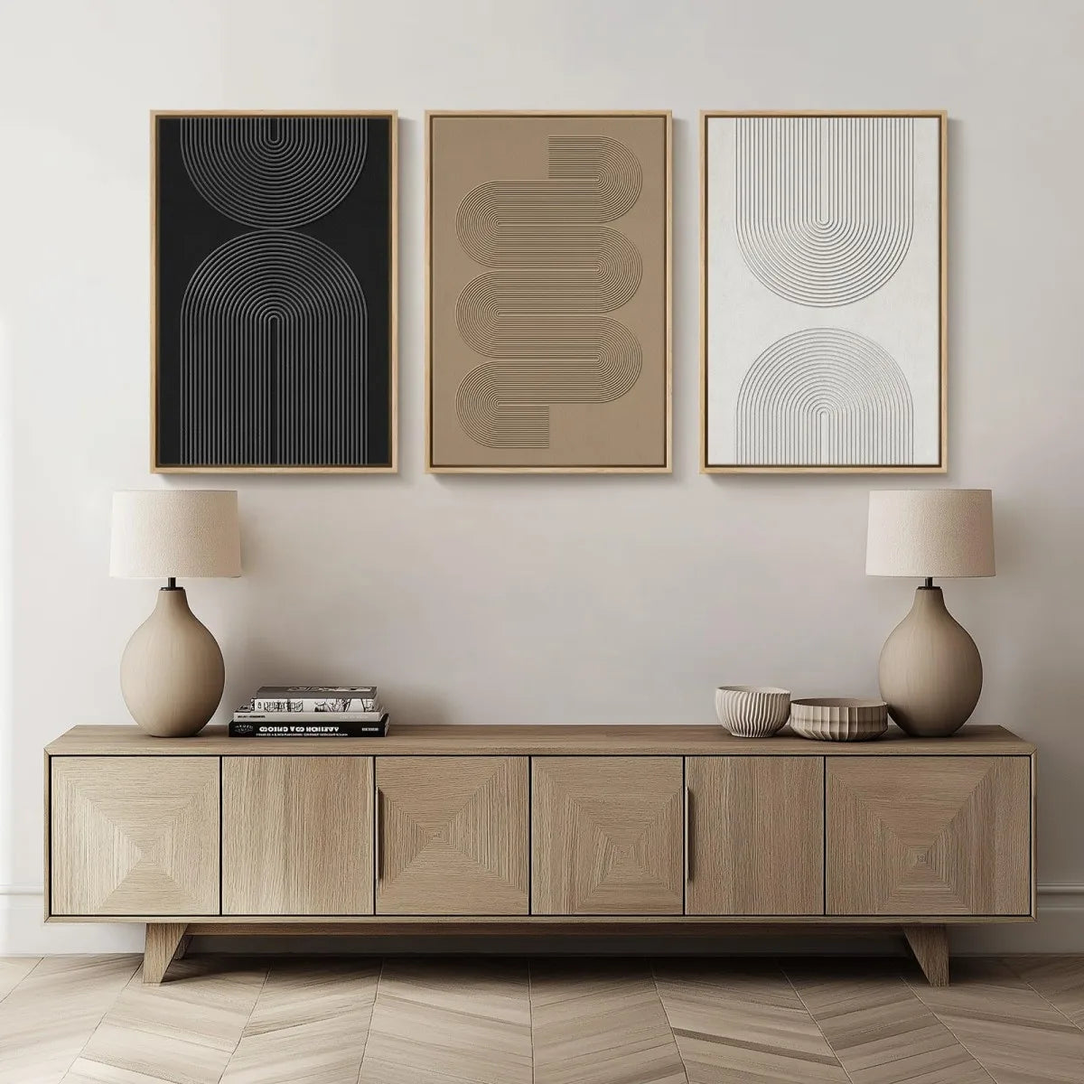 3Pcs Modern Abstract Line Canvas Wall Decor（No Frame）