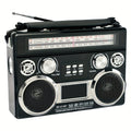 Solar Powered Bluetooth Radio Retro Portable AM FM SW with LED Flashlight, TF SD USB AUX MP3 Playback