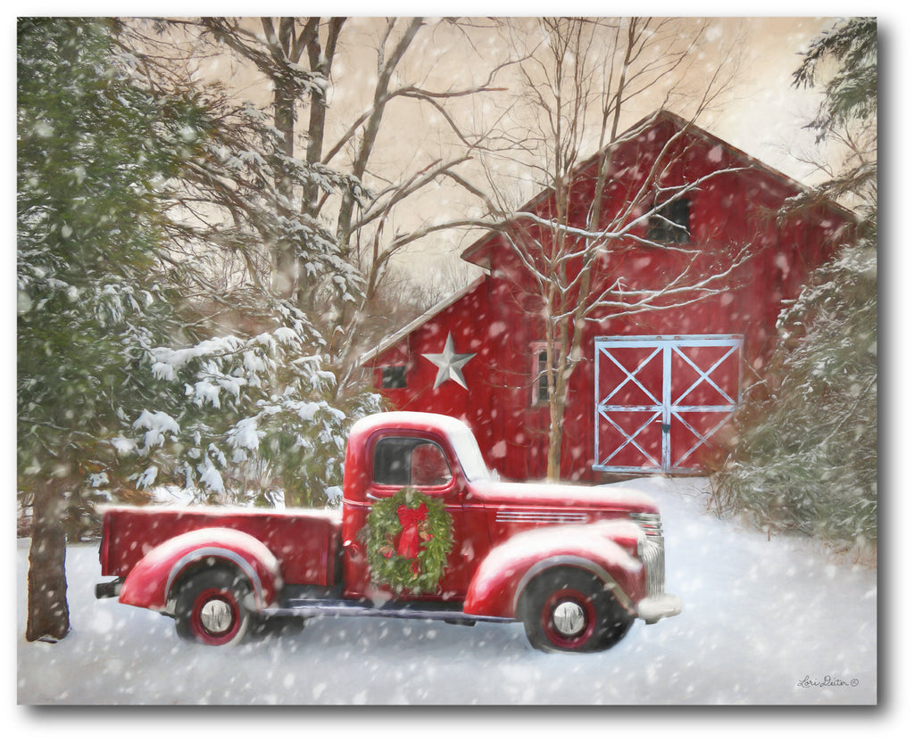 Barn with Truck Gallery-Wrapped Canvas Wall Art