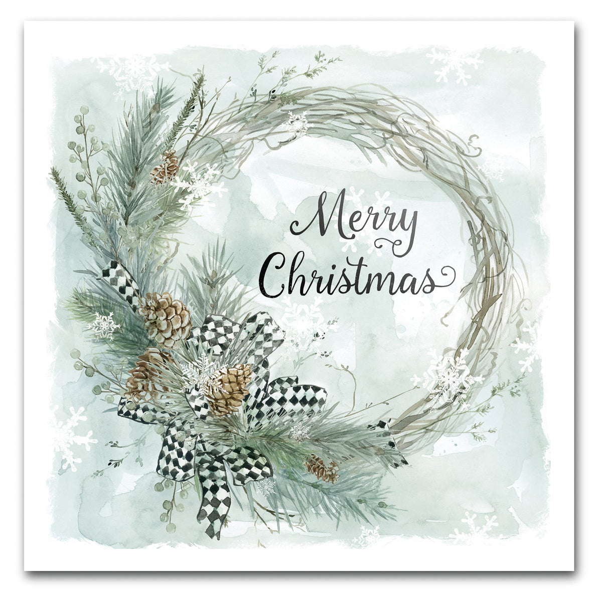 Merry Christmas Pine Wreath Gallery-Wrapped Canvas Wall Art