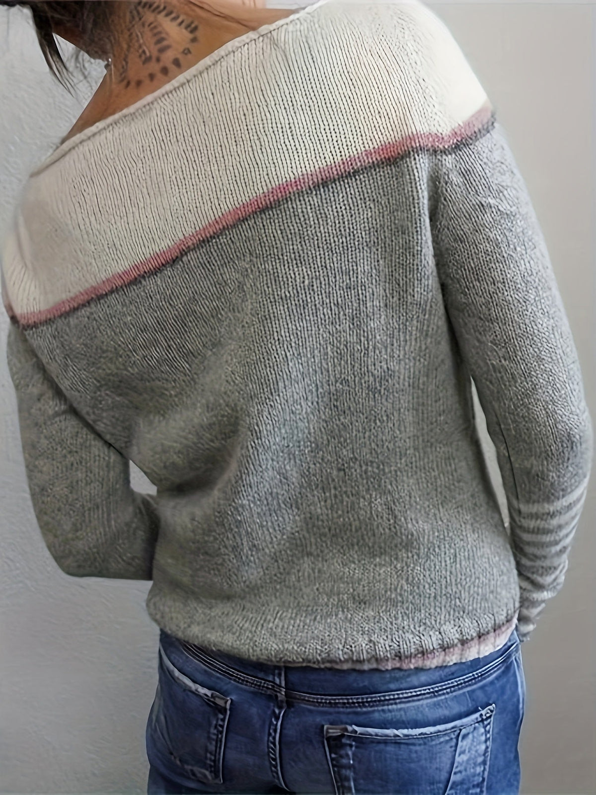 Annika | Colour-Block-Pullover mit U-Boot-Ausschnitt