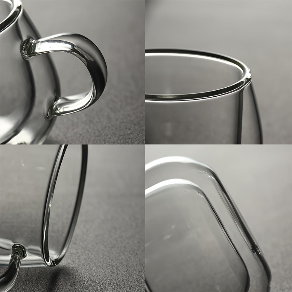Glass Coffee Cups with Handle Insulated Transparent Borosilicate Espresso for Entryways and Bedrooms and Living Spaces