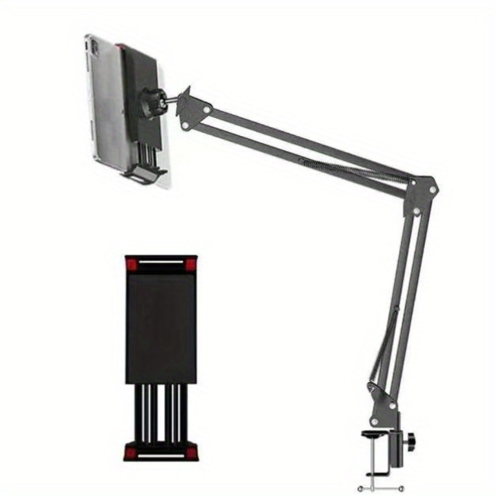 Phone Stand with Flexible Gooseneck Arm and Rotating Holder, 68.9-Inch Metal Support for Hands-Free Viewing