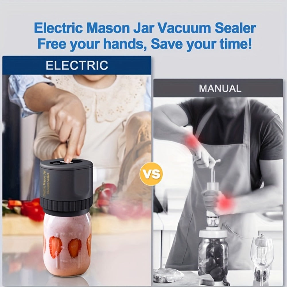 Vacuum Sealer Kit with Regular- and Wide-Mouth Adapters and Lid Accessories and Charging Cable