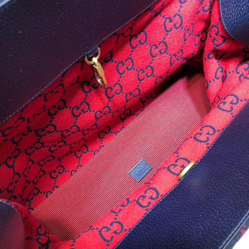 Gucci GG Wool Jacquard Large Tote Bag – Navy Blue & Red