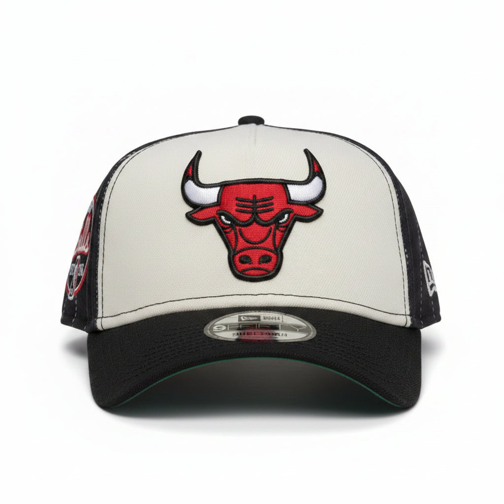 New Era 9Forty Chicago Bulls A-Frame Trucker Cap — Cream & Black