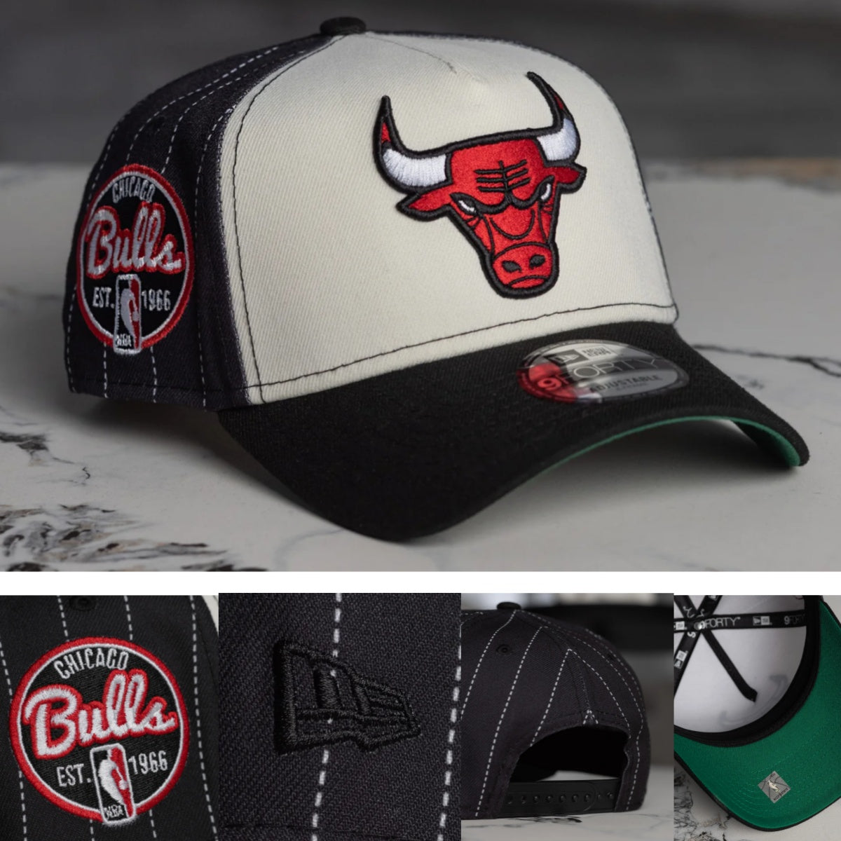 New Era 9Forty Chicago Bulls A-Frame Trucker Cap — Cream & Black