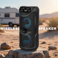 Outdoor Bluetooth 5.3 Speaker Mini with LED Light, TWS Stereo Pairing, TF Card Slot & Extended Battery