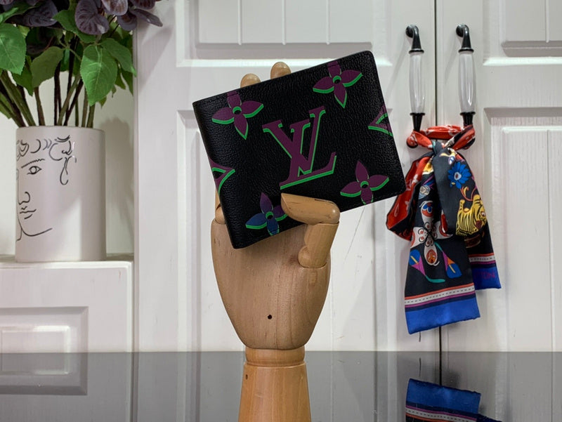 Louis Vuitton Multiple Wallet – Monogram Giant Wild at Heart Black Purple Green