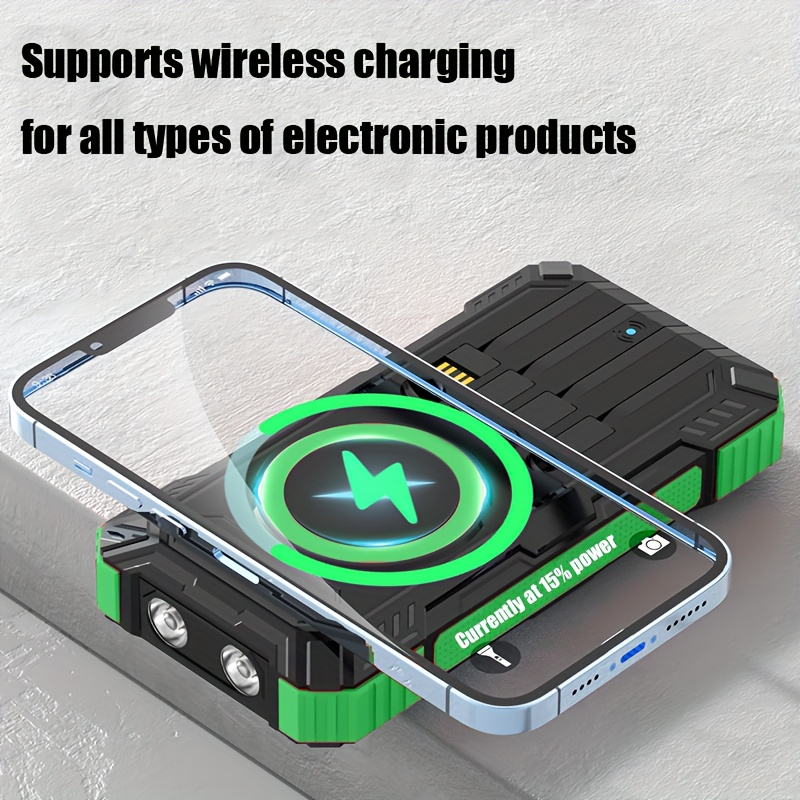 49880mAh Solar Charger Power Bank, Portable Dual-USB Battery Pack with Solar Panel and LED Flashlight
