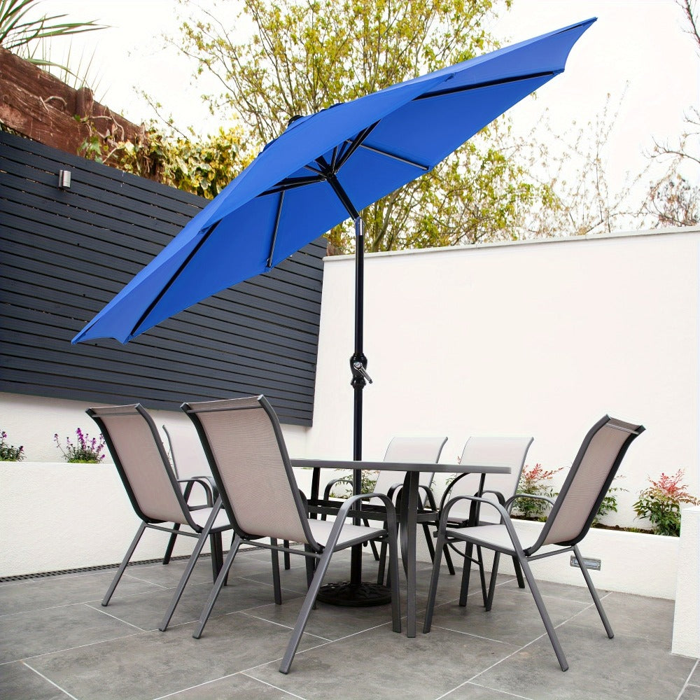 Patio Umbrella 7.5FT to 15FT Market Style with Tilt, Crank and Variant-Specific 10FT LED Lights