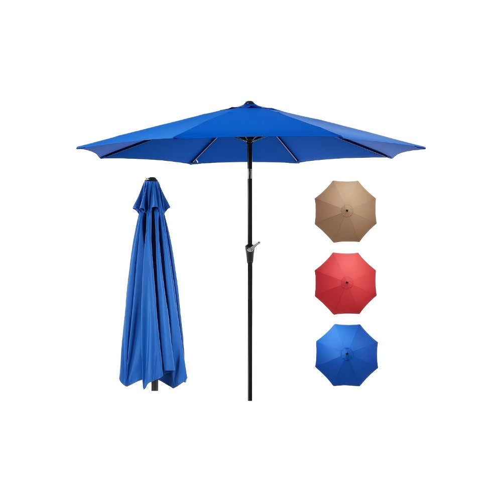 Patio Umbrella 7.5FT to 15FT Market Style with Tilt, Crank and Variant-Specific 10FT LED Lights