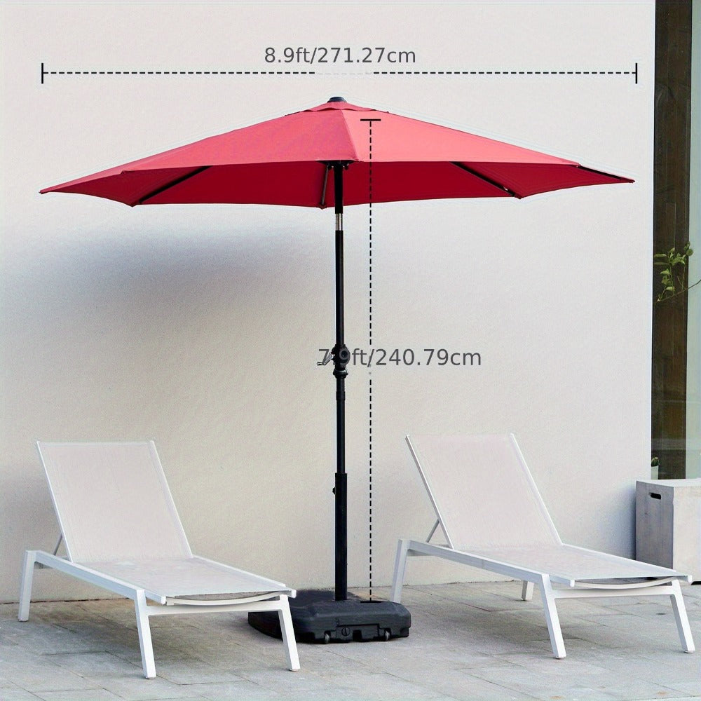 Patio Umbrella 7.5FT to 15FT Market Style with Tilt, Crank and Variant-Specific 10FT LED Lights