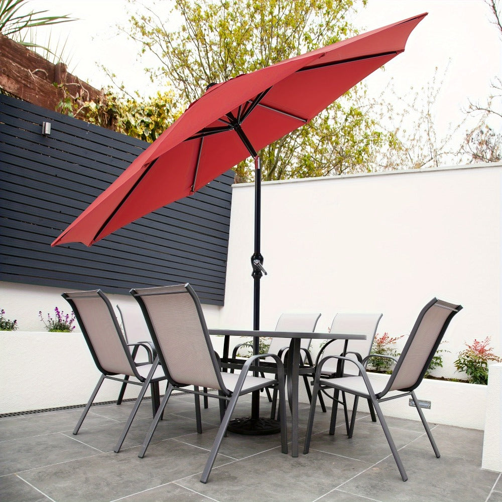 Patio Umbrella 7.5FT to 15FT Market Style with Tilt, Crank and Variant-Specific 10FT LED Lights