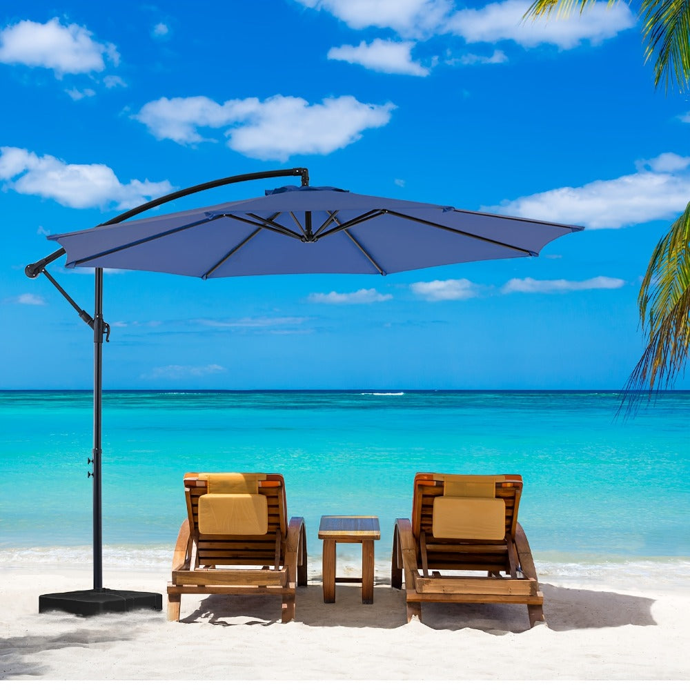 Patio Umbrella 7.5FT to 15FT Market Style with Tilt, Crank and Variant-Specific 10FT LED Lights