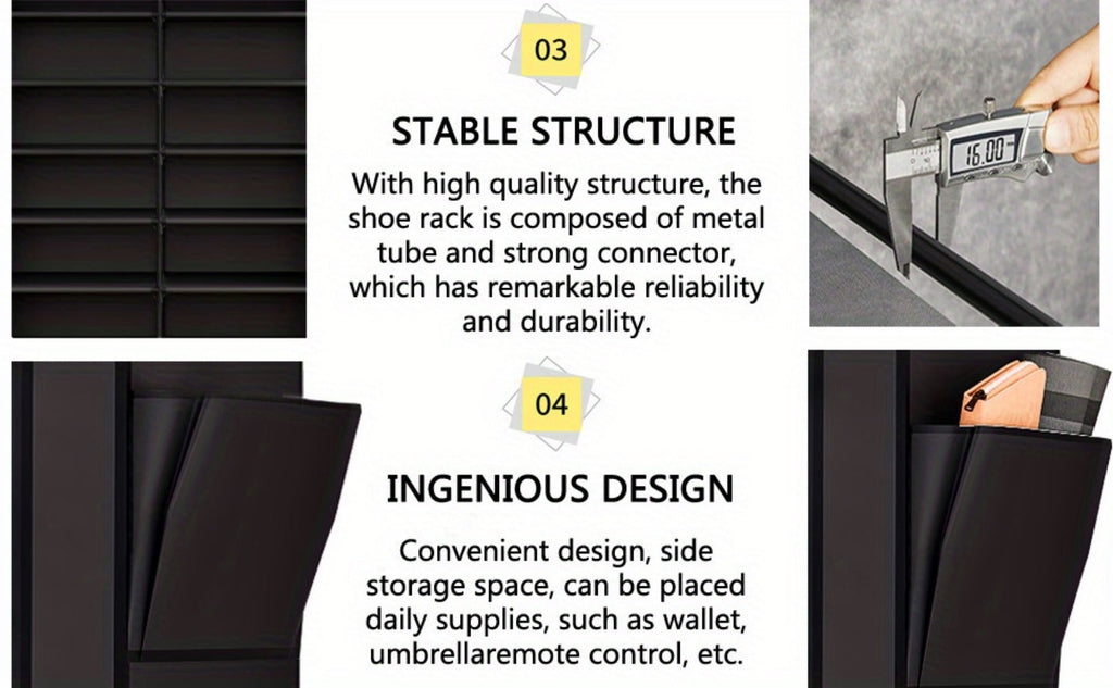 Shoe Cabinet, Furn Mivo Wide 7-Tier Fabric-Cover Organizer in Coffee or Black Finish Options