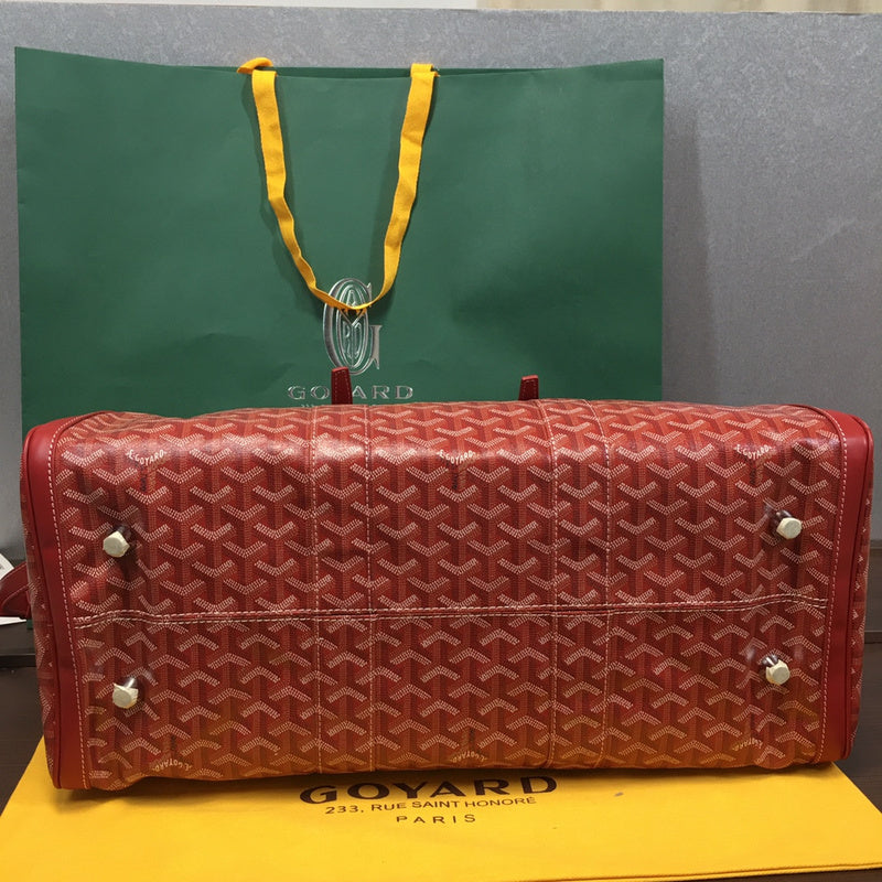 Goyard Boeing 55 Travel Bag – Red Goyardine Canvas Red Leather Silver Hardware