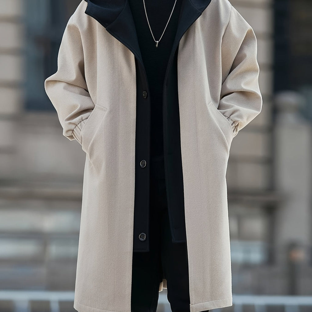 Cornelius | Mehrlagiger Longline-Mantel mit Kapuze